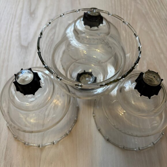 Vtg Crystal Votive Candle Holders Set of 4 Etched Wheat 70s Tulip Floral Votive - Picture 3 of 6